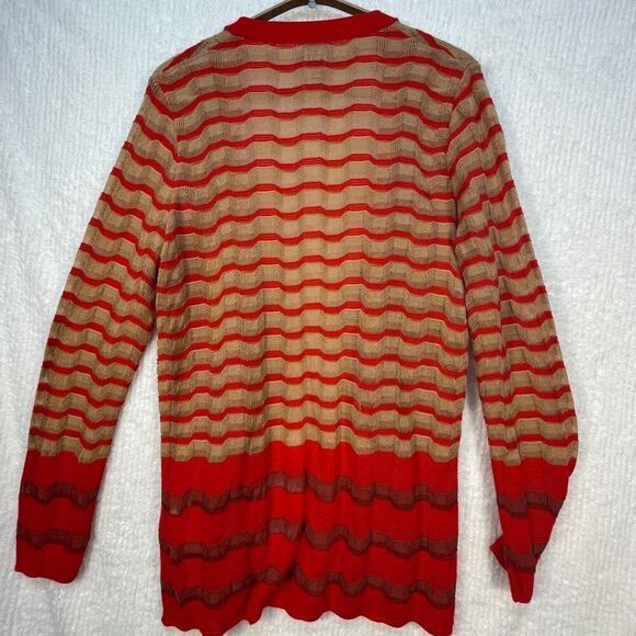 Missoni Orange Striped Knit Open Front Long Sleeve Cardigan Sweater Size 42 - Picture 6 of 8